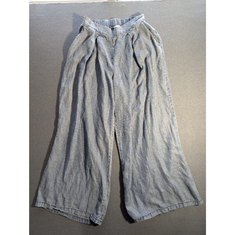 Hunter and Brown Women's Pants Blue Sz Small Wide Leg Tencel Pleated Trousers